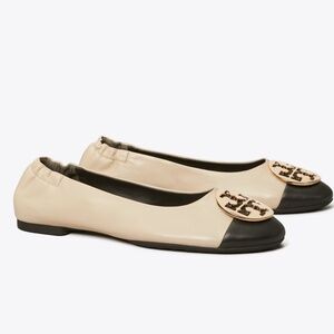 Tory Burch Clair Ballet Flats in Ivory and Black - Size 6